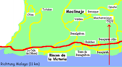 Vergrößerung der Gegend um Rincón de la Victoria