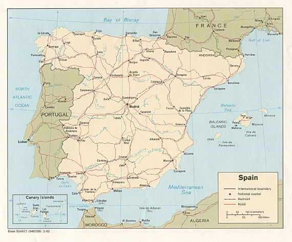 Landkarte Spaniens
