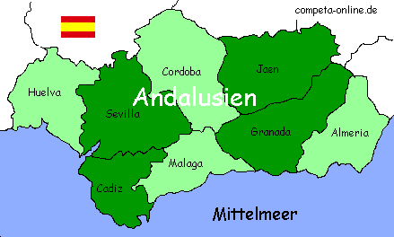 Landkarte Andalusiens